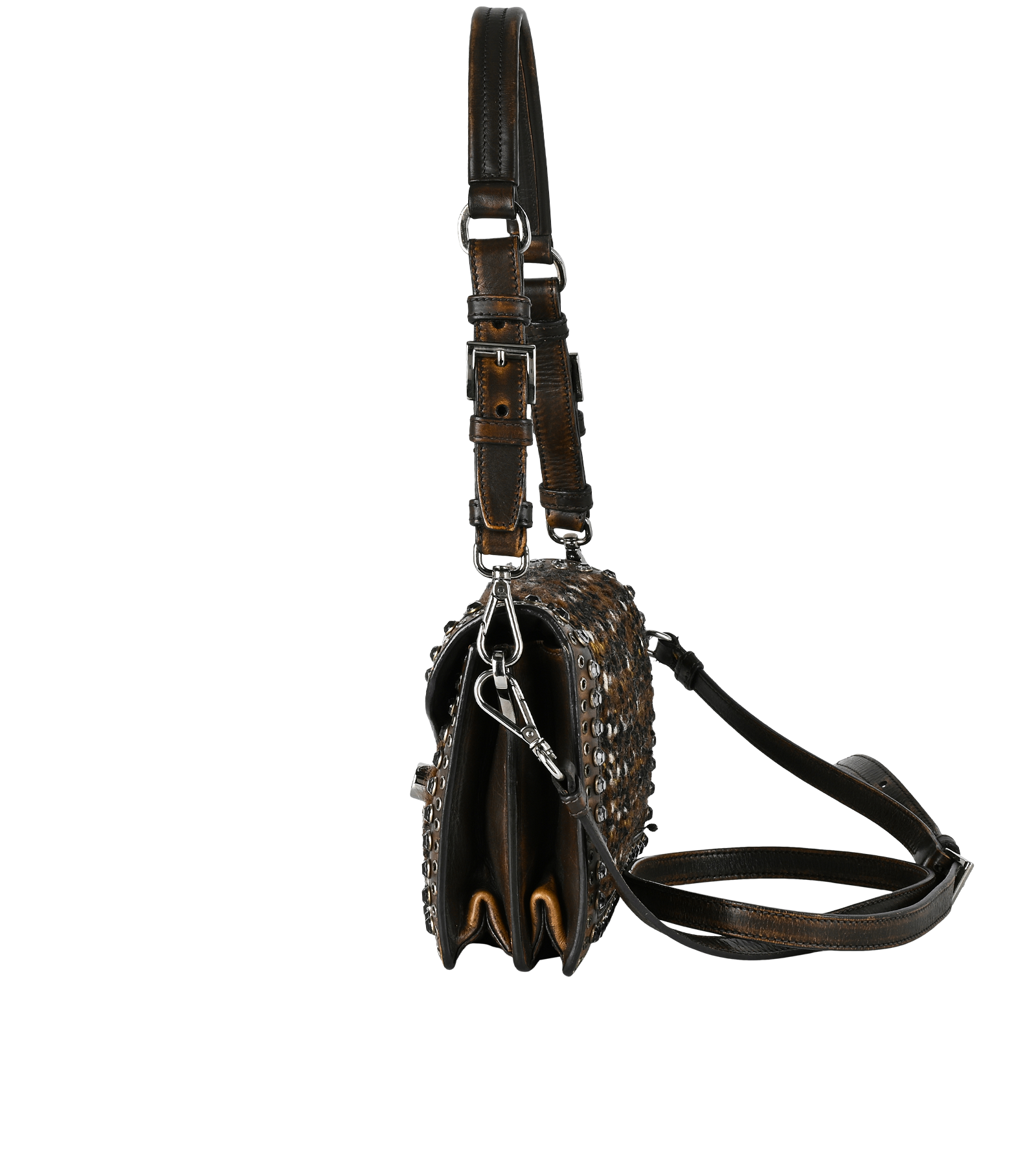 Tweed Crossbody, &pound;220, Handbags, Brown, Tweed, Bottom view